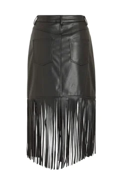 Falda de polipiel con flecos