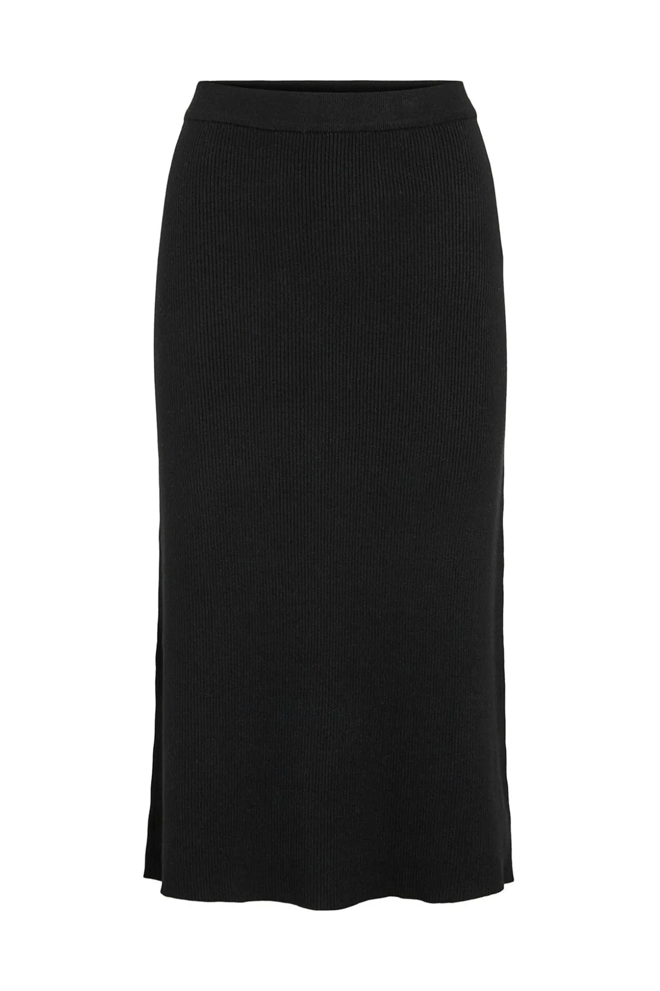 Falda de punto canalé midi