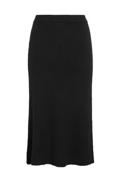 Falda de punto canalé midi