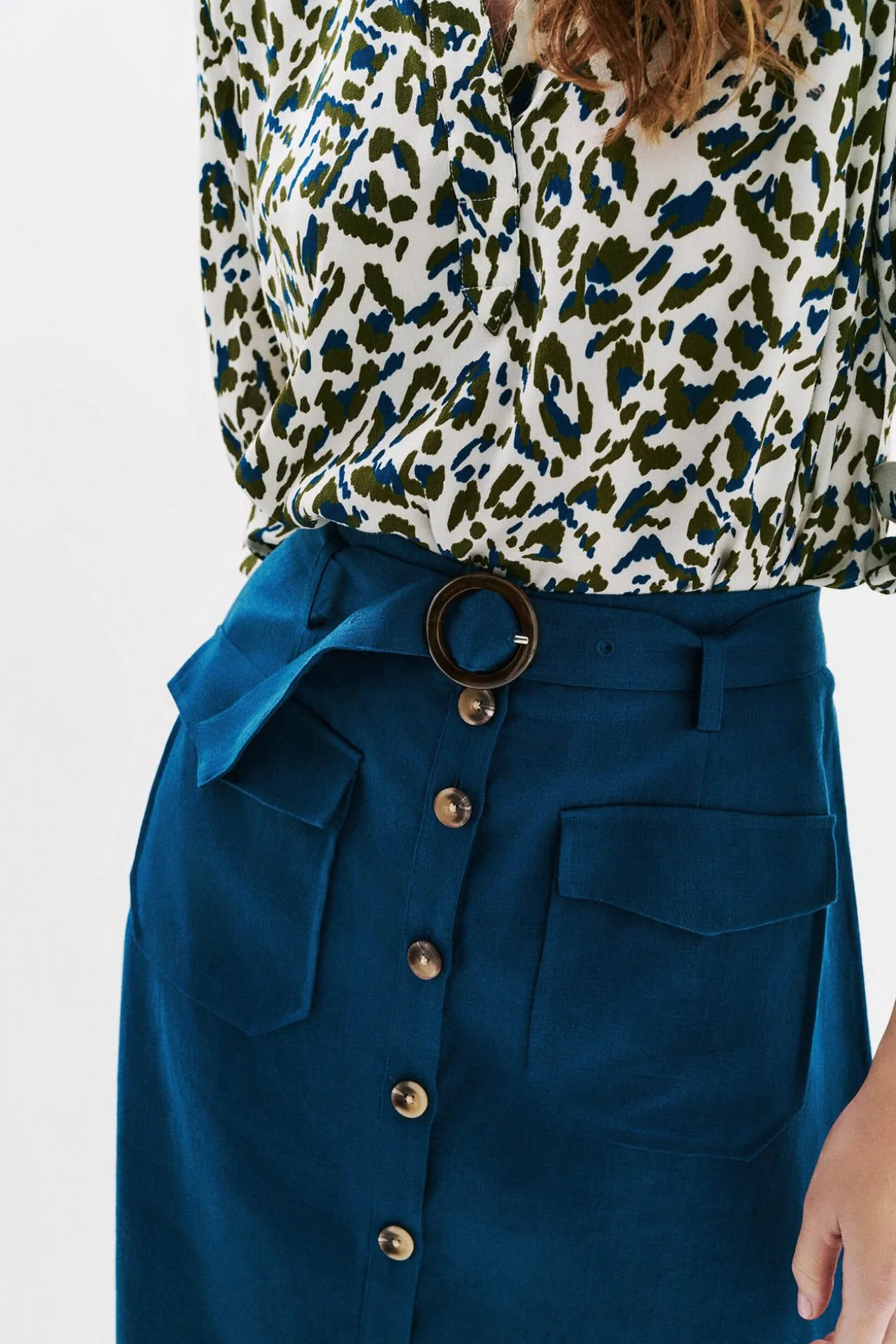 Falda larga botones 100% lino