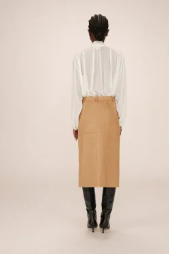 Falda larga midi de ante sintético