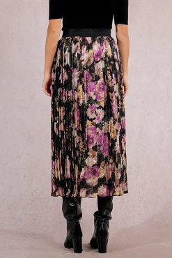 Falda larga plisada con estampado