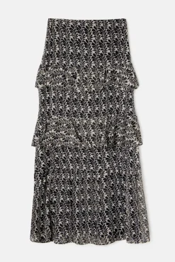 Falda larga volantes estampado