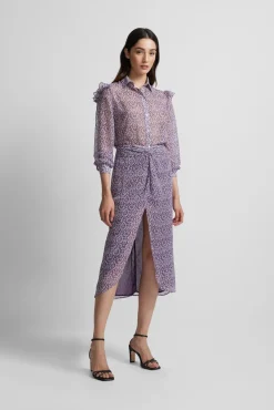 Falda midi abertura estampado ikat