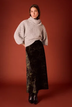 Falda midi de terciopelo tie dye