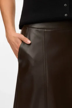 Falda midi efecto piel