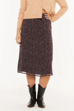 Falda midi estampado floral pequeño