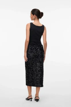 Falda midi lentejuelas