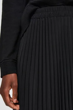 Falda midi plisada con cintura elástica