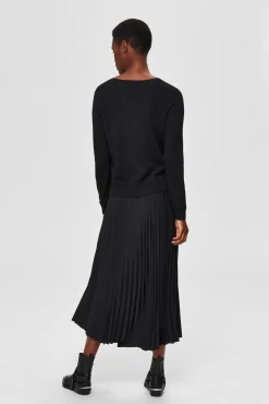 Falda midi plisada con cintura elástica