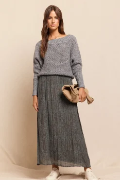 Falda midi satinada estampada