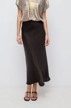 Falda midi satén
