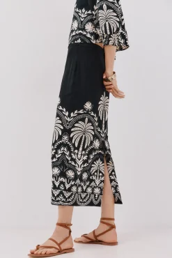 Falda recta estampada