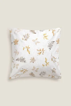 Funda cojín algodón hojas en rama