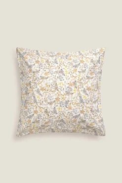 Funda cojín algodón hojas en rama