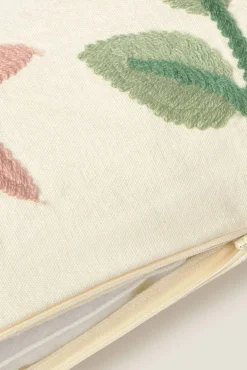 Funda cojín bordado flores