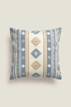 Funda cojín hilo tintado diseño geométrico