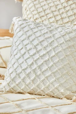 Funda de cojín con relieve de rombos crudo Royal