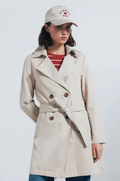 Gabardina abotonada cinturón