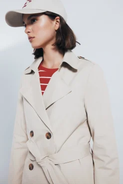 Gabardina abotonada cinturón