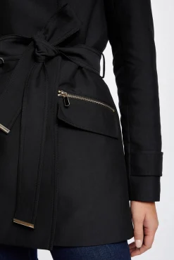Gabardina entallada cinturón y capucha