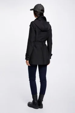 Gabardina entallada cinturón y capucha