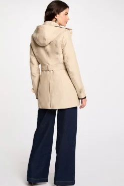 Gabardina entallada cinturón y capucha