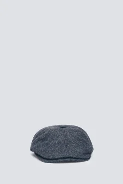Gorra plana espiga gris mezcla lana