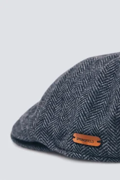 Gorra plana espiga gris mezcla lana