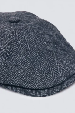Gorra plana espiga gris mezcla lana