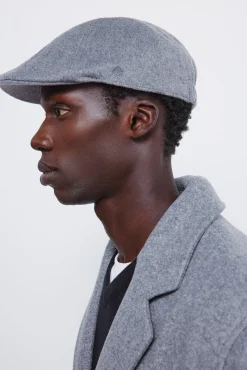 Gorra plana gris mezcla lana