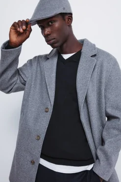 Gorra plana gris mezcla lana