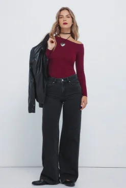 Jeans wide cristales brillantes