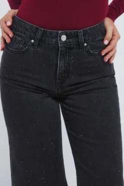 Jeans wide cristales brillantes