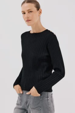 Jersey acanalado botones