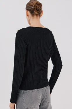 Jersey acanalado botones