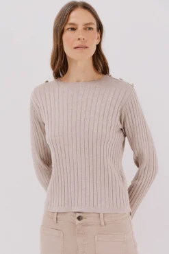 Jersey acanalado botones