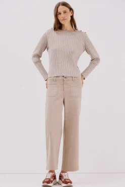 Jersey acanalado botones