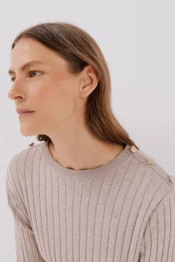 Jersey acanalado botones