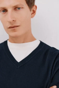 Jersey algodón cashmere cuello pico