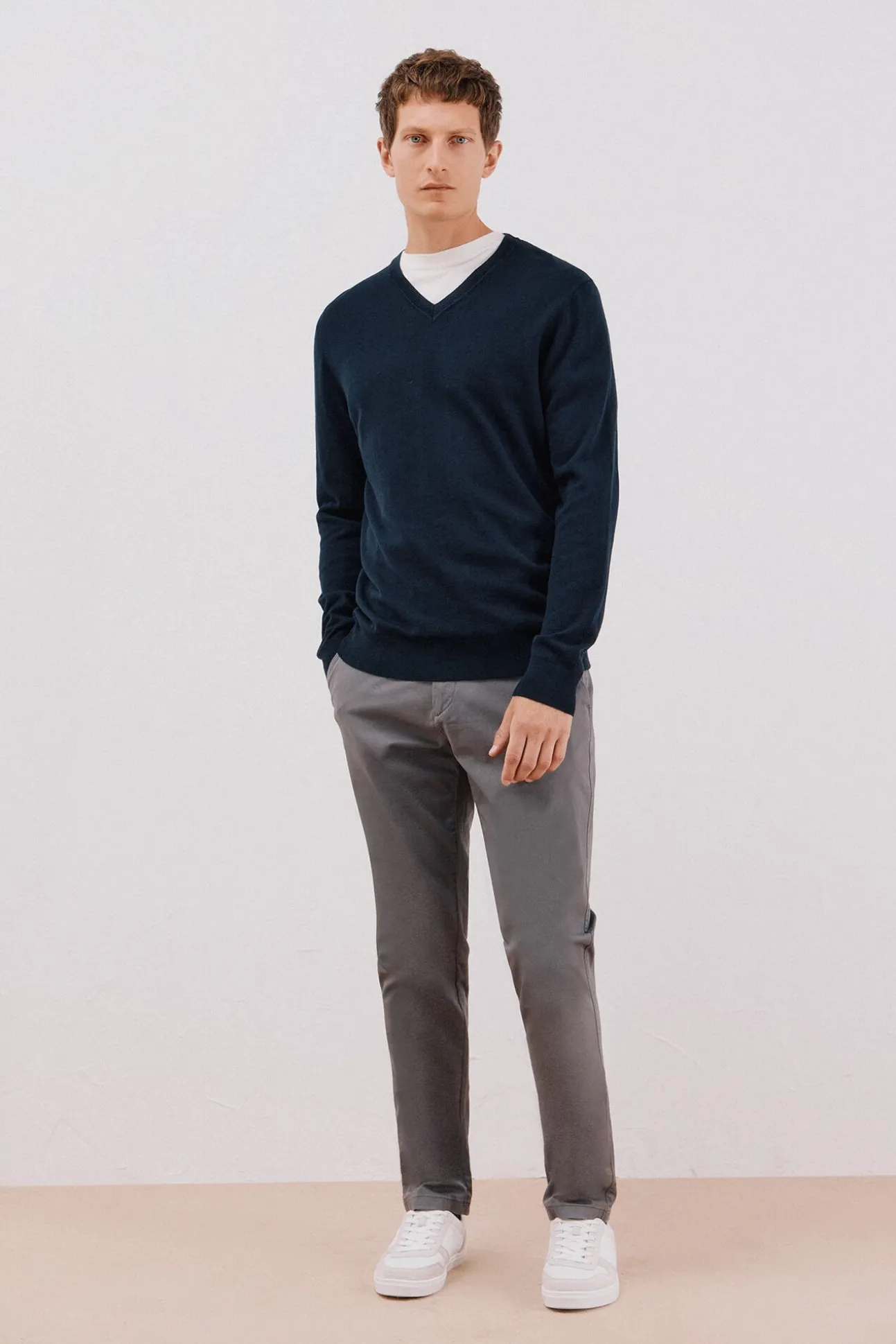 Jersey algodón cashmere cuello pico