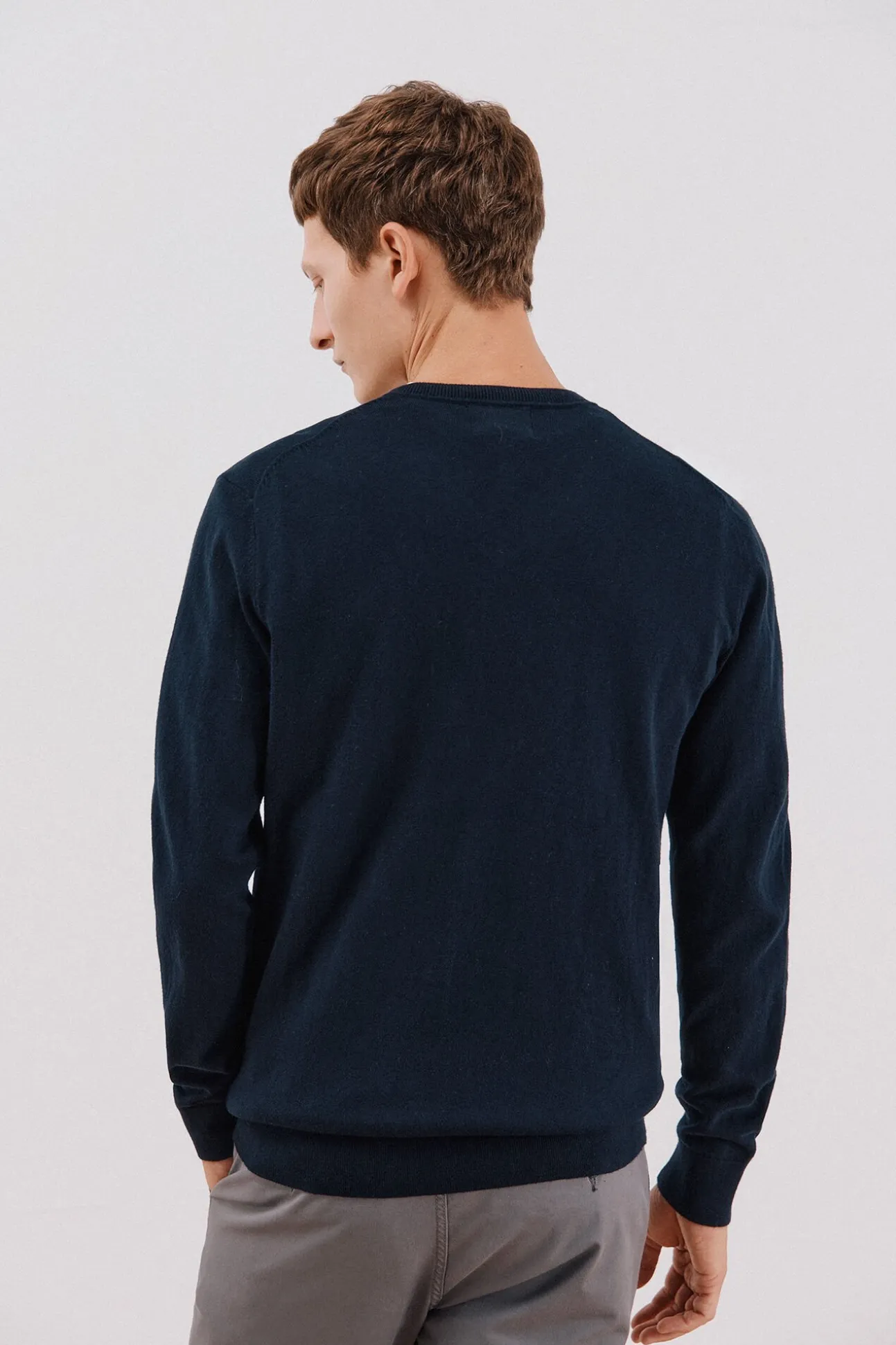 Jersey algodón cashmere cuello pico