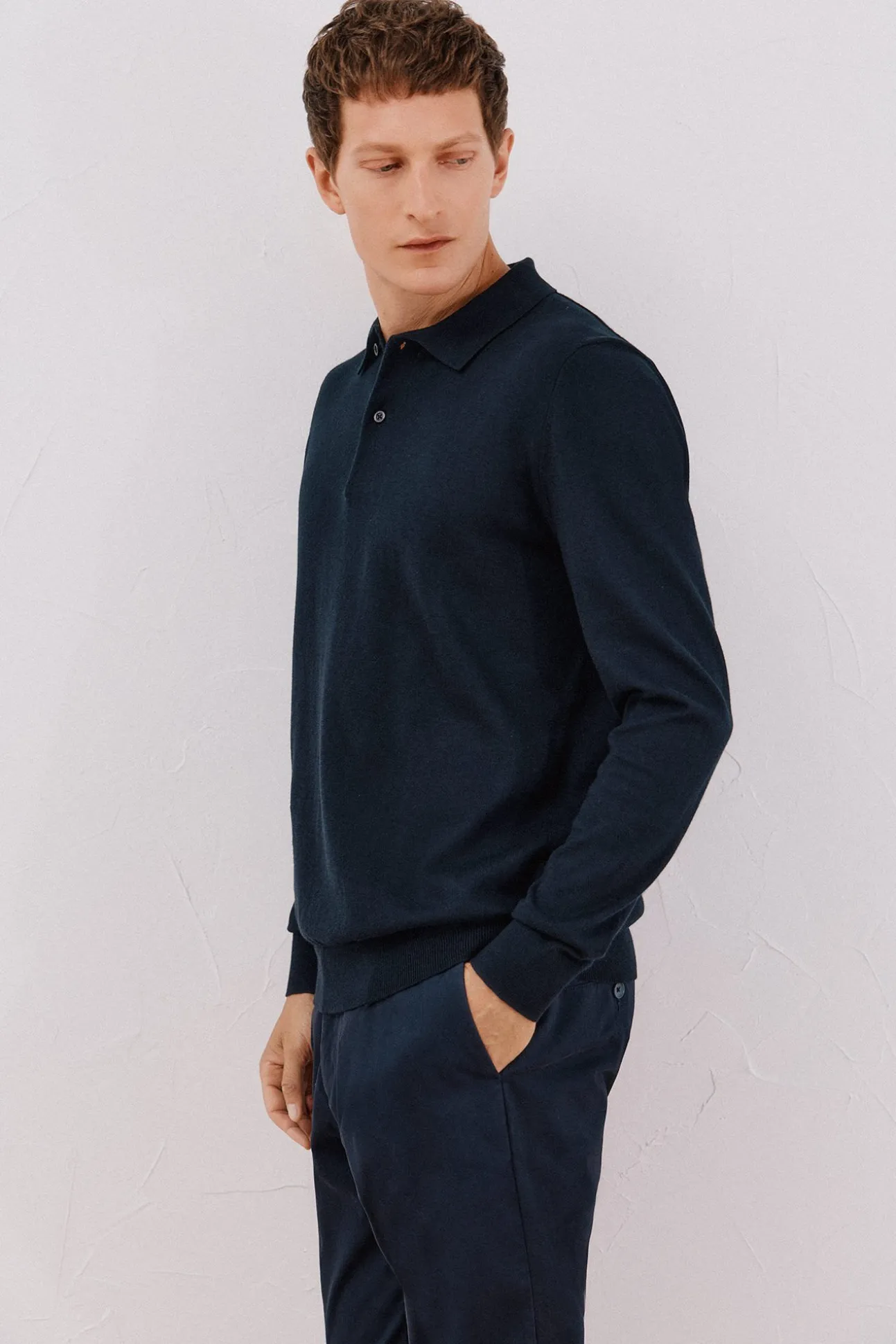 Jersey algodón cashmere cuello polo