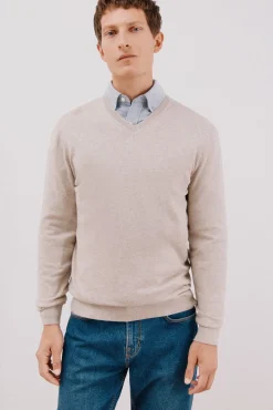 Jersey algodón cashmere cuello pico