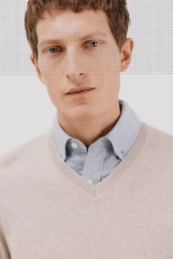 Jersey algodón cashmere cuello pico