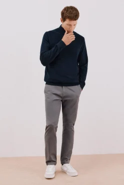 Jersey algodón cashmere cuello alto botones