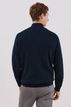 Jersey algodón cashmere cuello alto botones