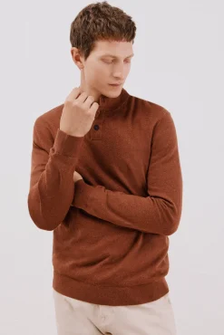 Jersey algodón cashmere cuello alto botones