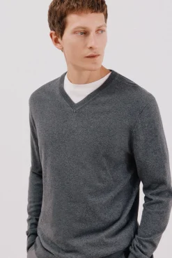 Jersey algodón cashmere cuello pico