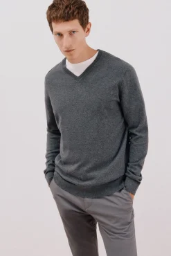 Jersey algodón cashmere cuello pico